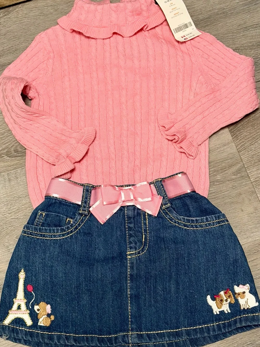 Vintage 2008 Gymboree Petite Mademoiselle 12-18M NWT Sweater Paris Skirt Outfit
